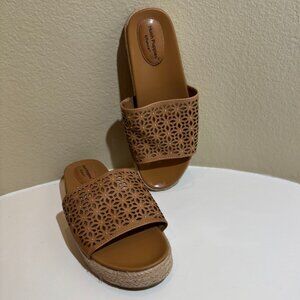 🐶Hush Puppies Lady Espadrille Platform Sandal Cognac Tan Size 8.5